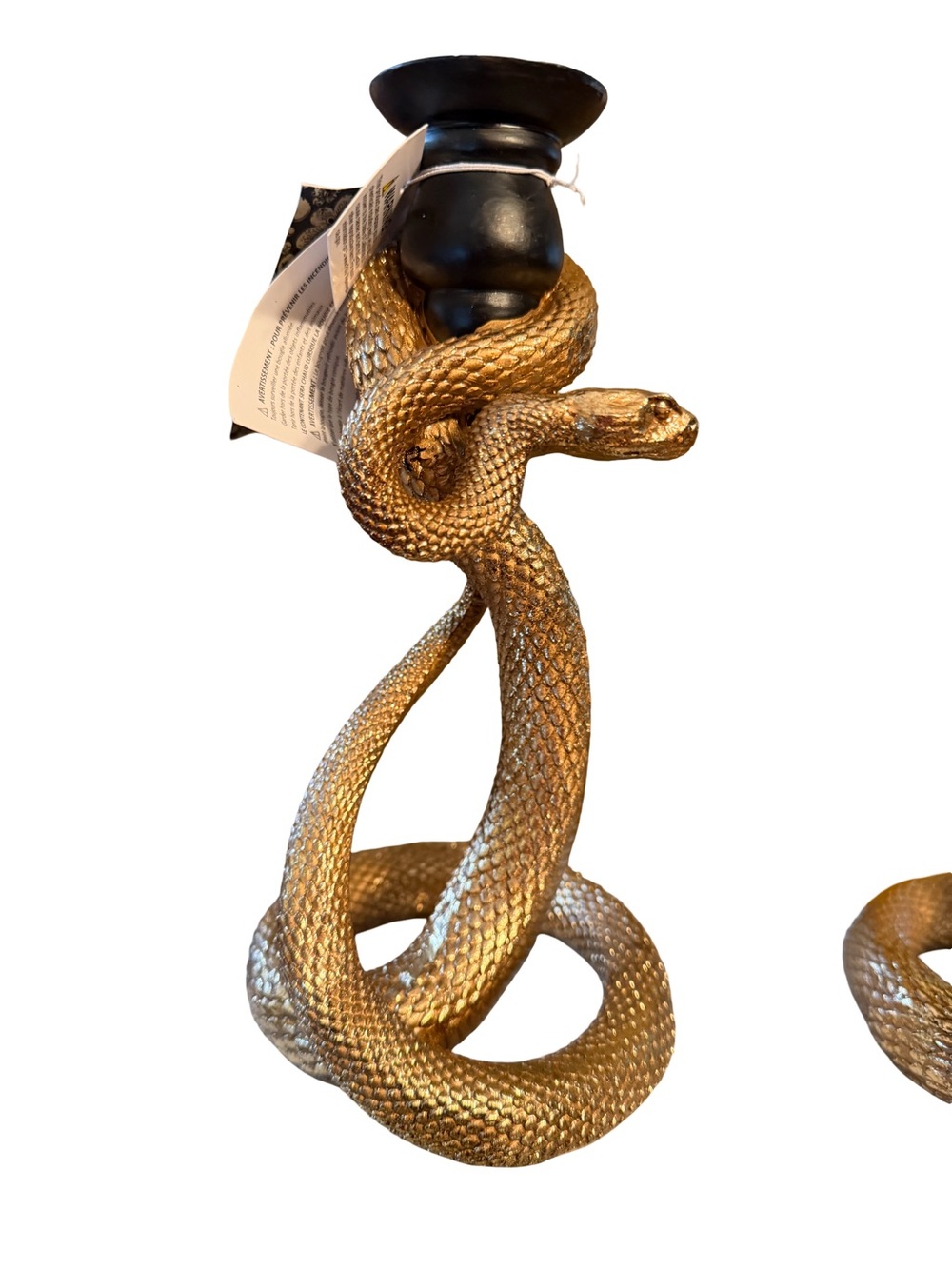 Christian Siriano NWT Halloween Gothic Gold Snake Candle Holders - Qty of 2 - Picture 2 of 8